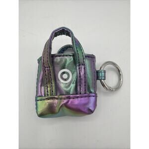Target Keychain Mini Purse Shopping Bag Iridescent Blue Purple Green Bullseye